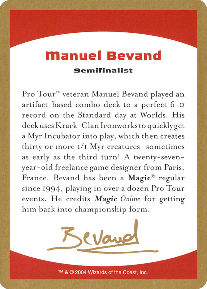 Manuel Bevand Bio